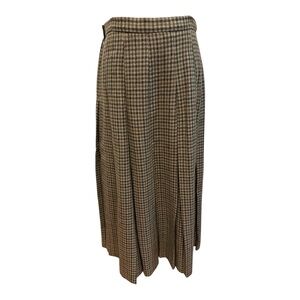 Bill Blass Checkered Midi Skirt in Brown and Cream